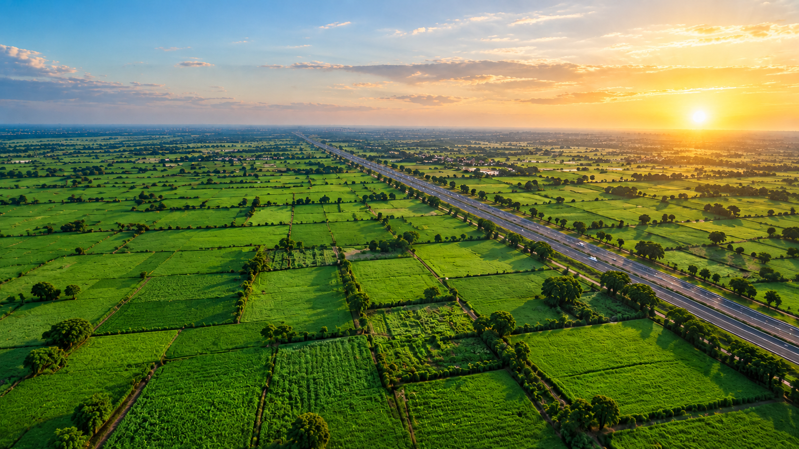 Aerial landscape and highway corridor